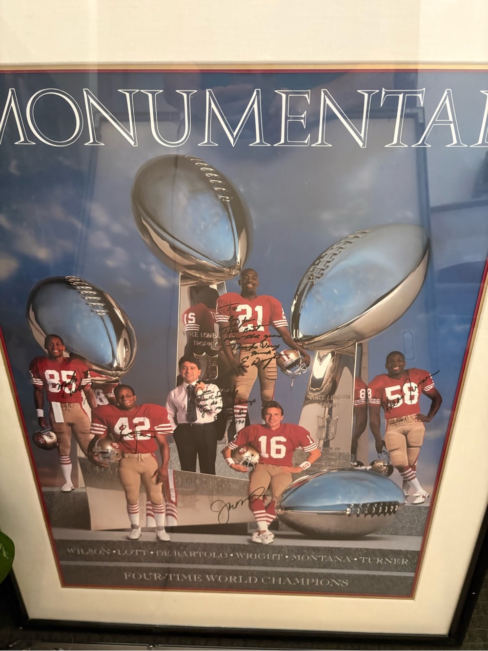 Monumental Four-Time Champions Framed Art Print - Blue Accents